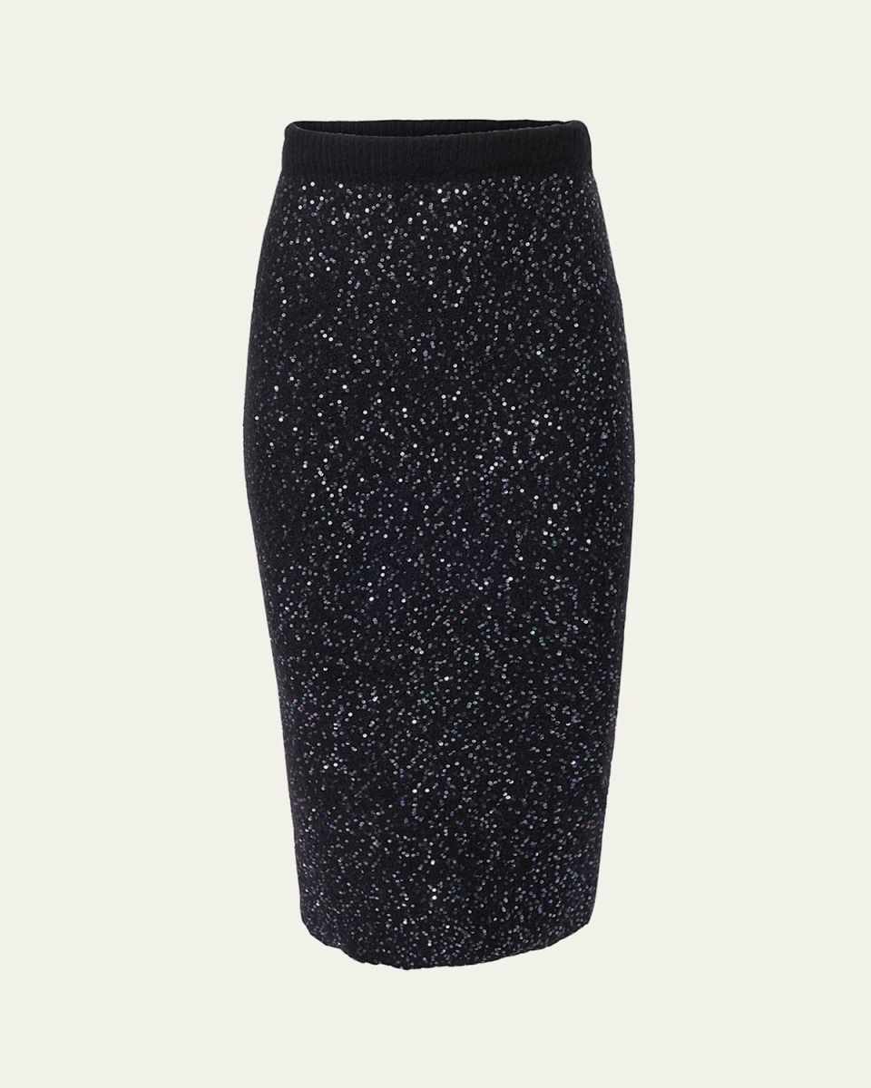Sequined Knit Pencil Skirt